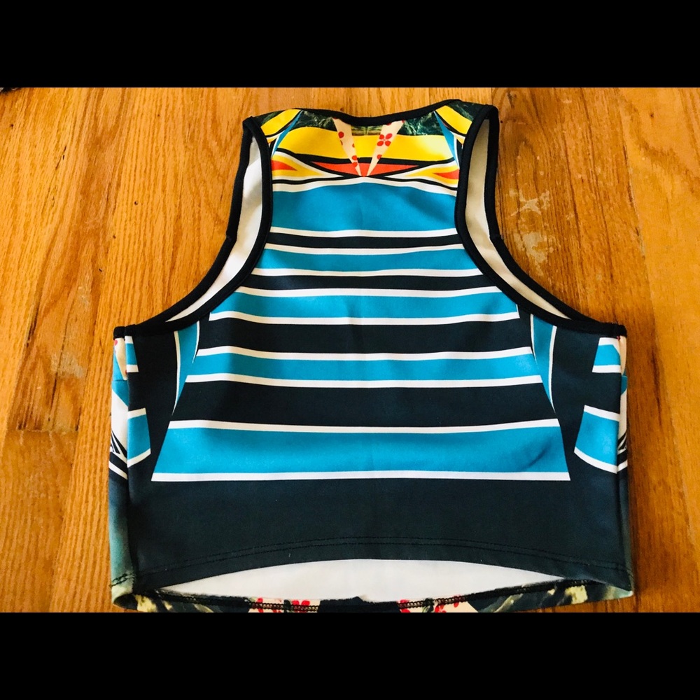 🦜 Jaye.E Clouds & Palm Tree Tropical Diamond multi color croptop ⛅️🌠♦️🔸🔹🔷